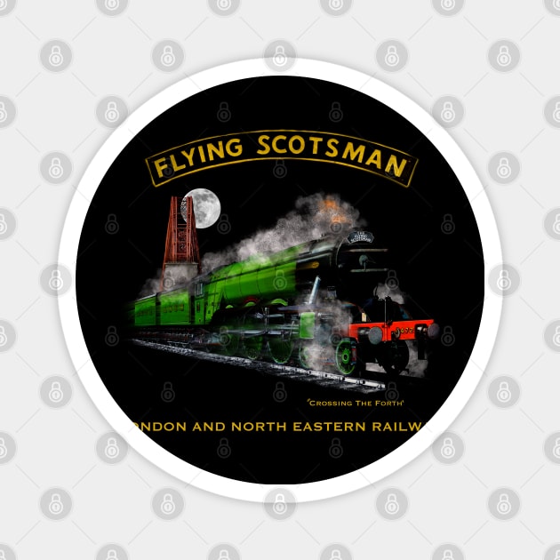 Classic Steam Train The Flying Scotsman Crossing The Forth MotorManiac Magnet by MotorManiac